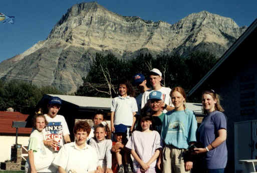 1991, our first exchange student along with extended family at a reunion in Waterton.